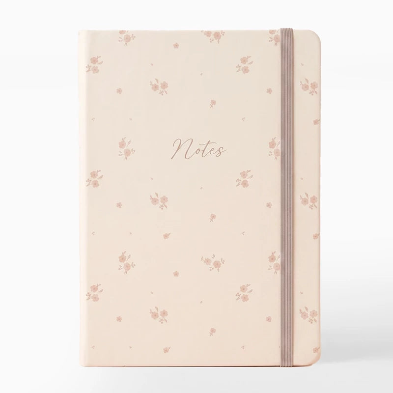 Libreta con Goma 10.5 x 1.5 x 14.5 cm Crema con Flores