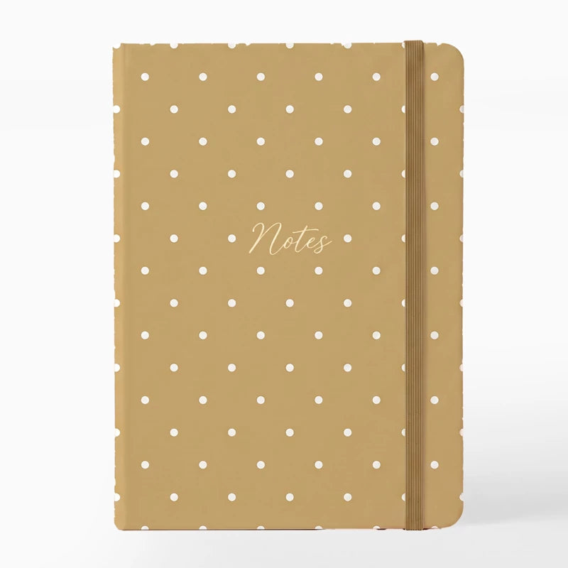 Libreta con Goma 10.5 x 1.5 x 14.5 cm Beige con Lunares