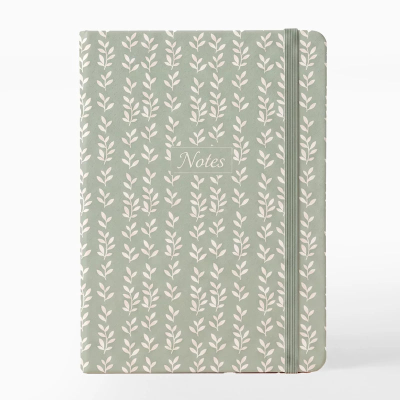Libreta con Goma 10.5 x 1.5 x 14.5 cm Verde Menta con Hojas