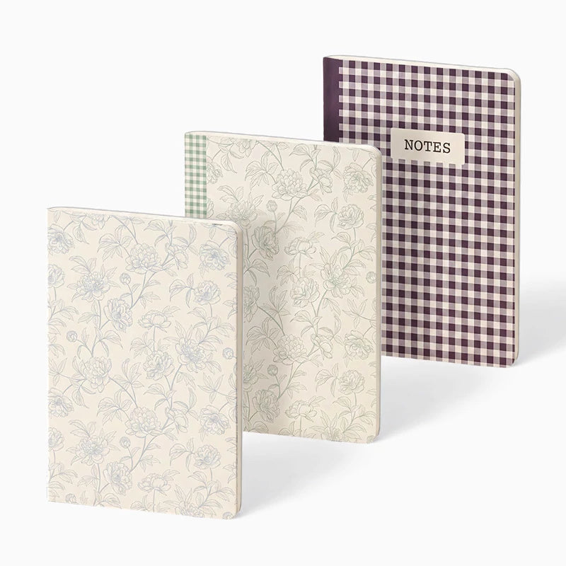 Libretas Tapa Blanda 10.5 x 1.7 x 14.7 cm Floral con Vichy