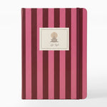 Libreta con Goma 13 x 1.5 x 19 cm Rayas Granate y Rosa