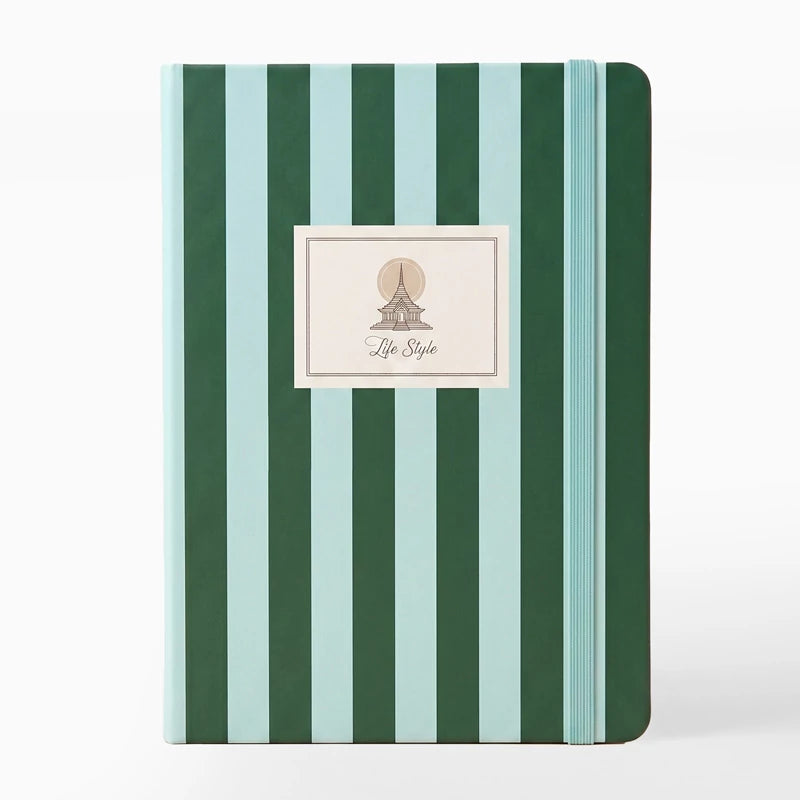 Libreta con Goma 13 x 1.5 x 19 cm Rayas Verdes