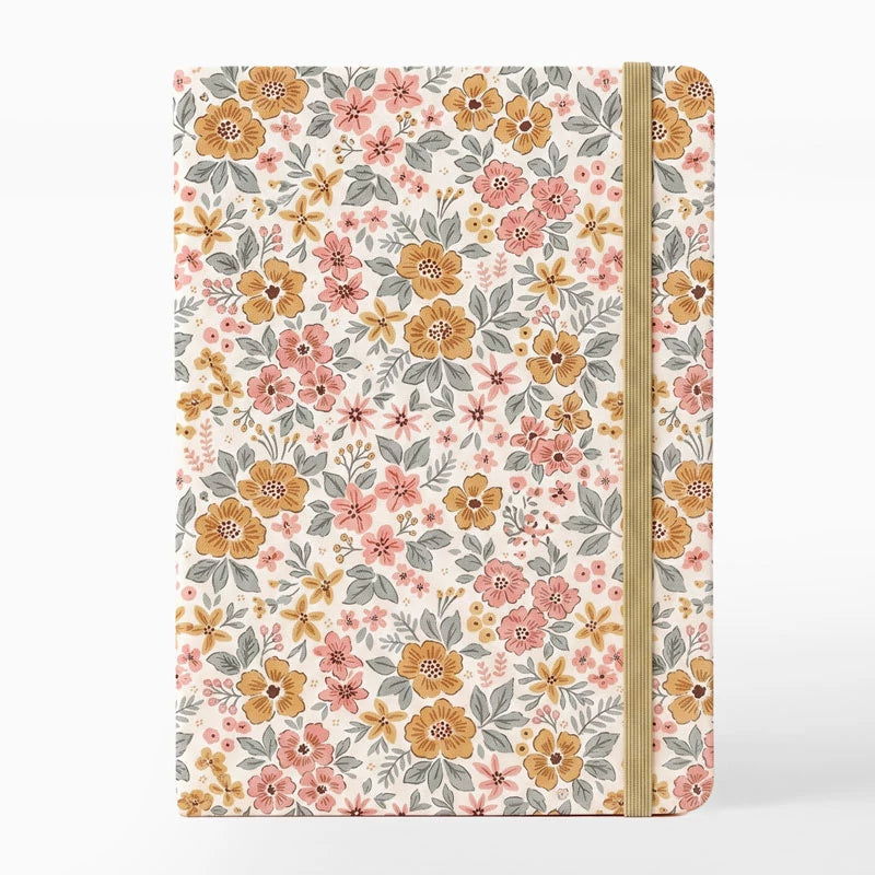 Libreta con Goma 13 x 1.5 x 19 cm Floral Liberty Amarillo