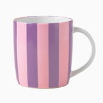 Taza Cerámica 350 cc Rayas Morado y Rosa