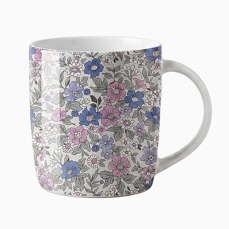 Taza Cerámica 350 cc Floral Azul
