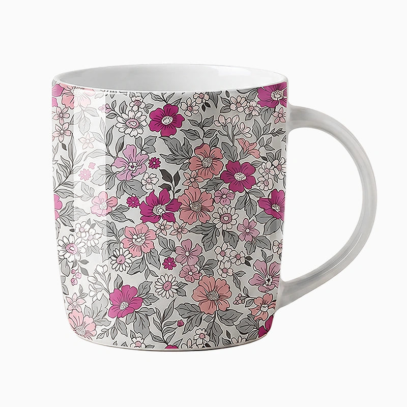 Taza Cerámica 350 cc Floral Rosa