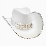 Caça -cowgirl 'noiva' despedida branca com pérolas
