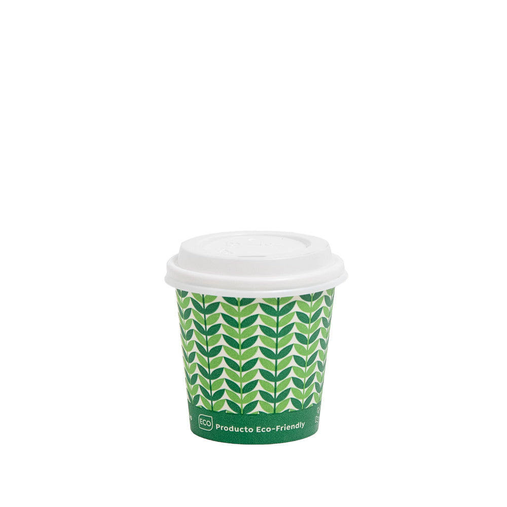 Eco Green cardboard glass with 120 cc drink lid