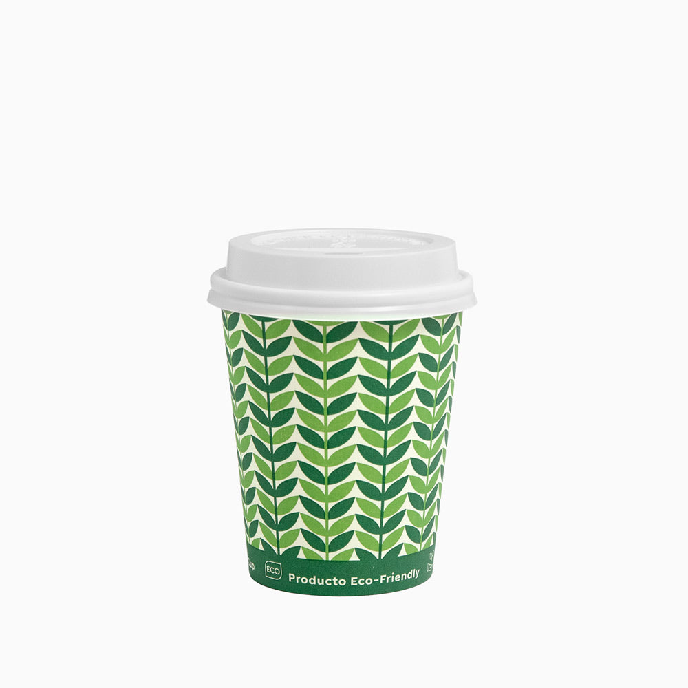 Eco Green cardboard glass with 200 cc Drink lid