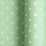 Papel de Regalo 70 cm x 2 m Verde Menta con Flores