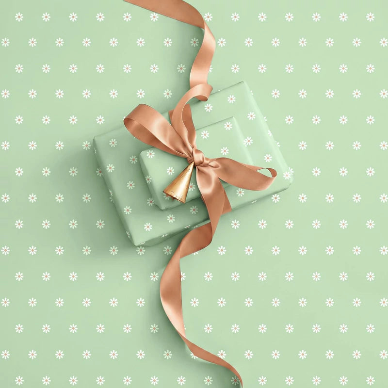 Inspiracion con Papel de Regalo 70 cm x 2 m Verde Menta con Flores