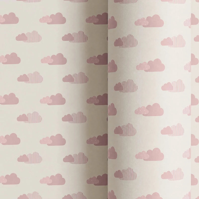 Papel de Regalo 70 cm x 2 m Nubes Rosa Pastel