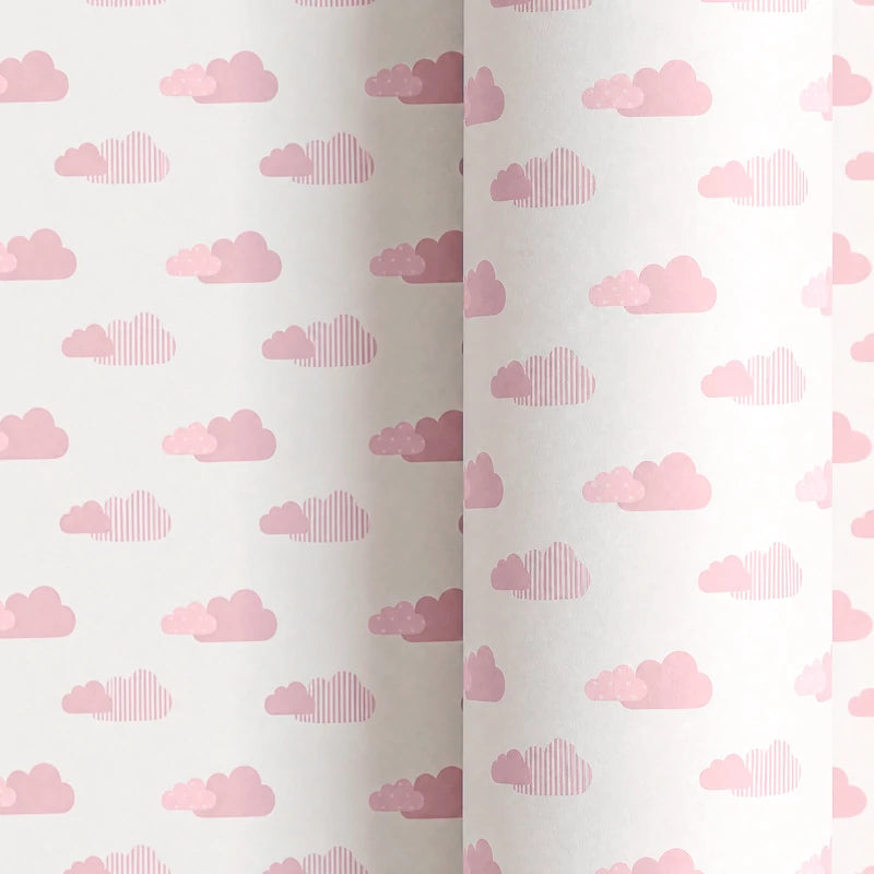 Papel de Regalo 70 cm x 2 m Nubes Rosa Pastel