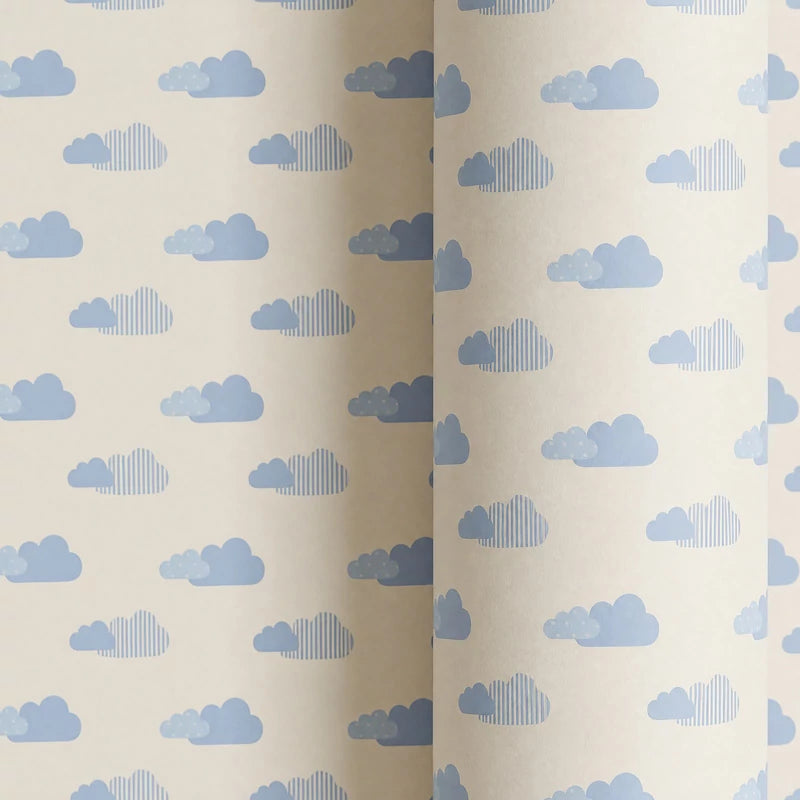Papel de Regalo 70 cm x 2 m Nubes Azul Pastel