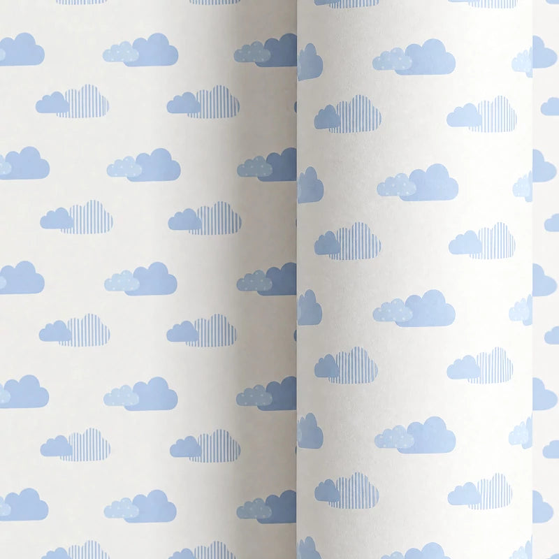 Papel de Regalo 70 cm x 2 m Nubes Azul Pastel