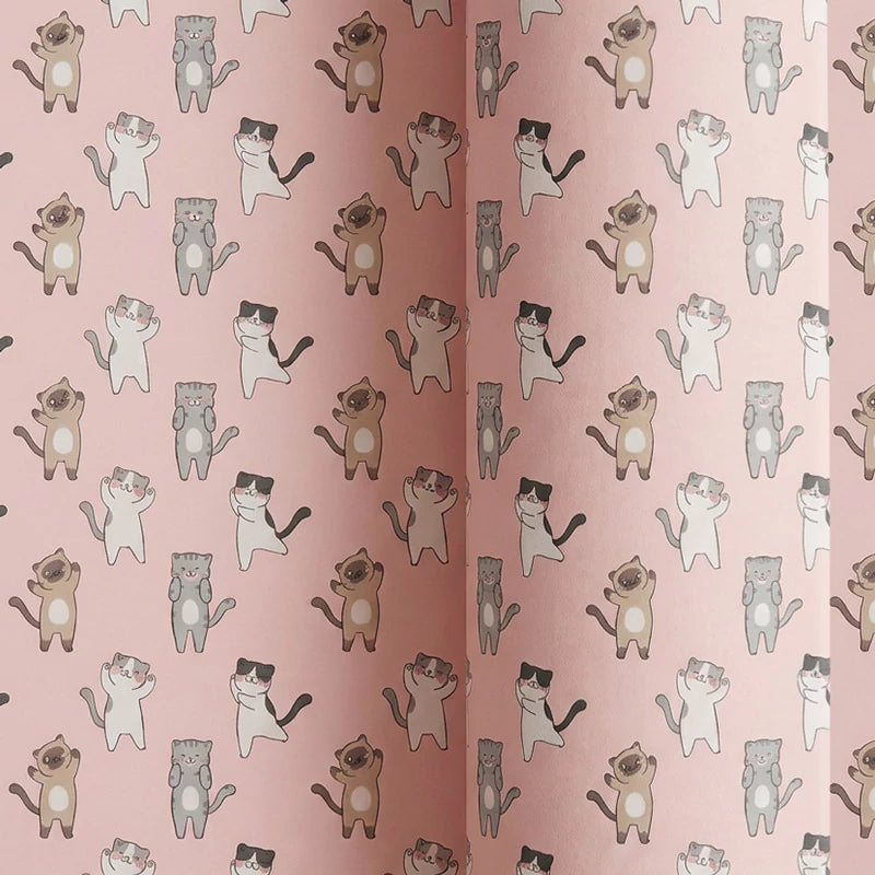 Papel de Regalo 70 cm x 2 m Rosa con Gatitos