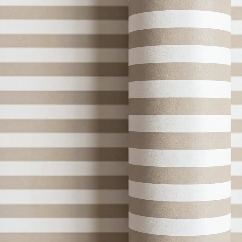 Papel de Regalo 70 cm x 2 m Rayas Beige y Blanco