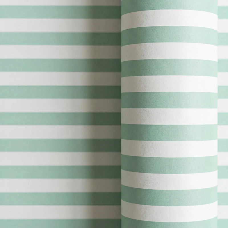 Papel de Regalo 70 cm x 2 m Rayas Verde Menta y Blanco