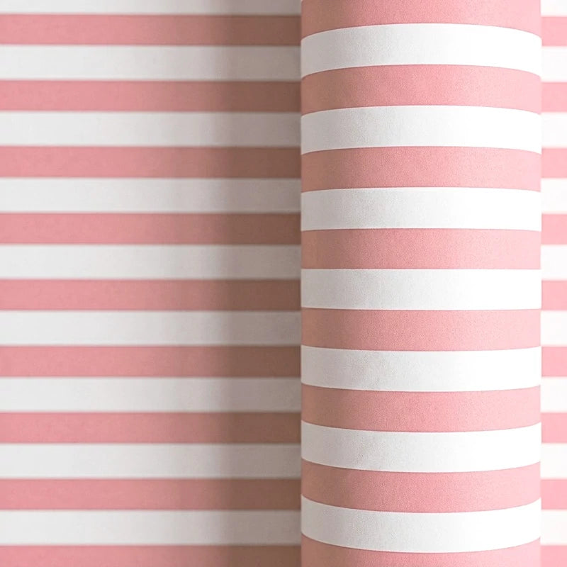 Papel de Regalo 70 cm x 2 m Rayas Rosa Pastel y Blanco