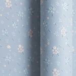 Papel de Regalo 70 cm x 2 m Azul Pastel con Flores