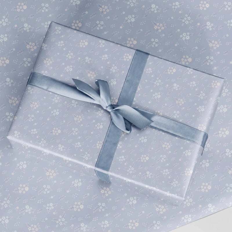 Inspiracion con Papel de Regalo 70 cm x 2 m Azul Pastel con Flores