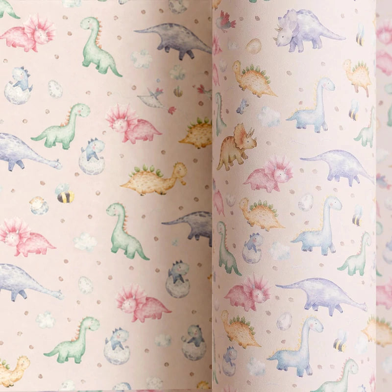 Papel de Regalo 70 cm x 2 m Dino Baby Crema