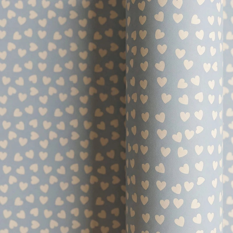 Papel de Regalo 70 cm x 2 m Azul Pastel con Corazones