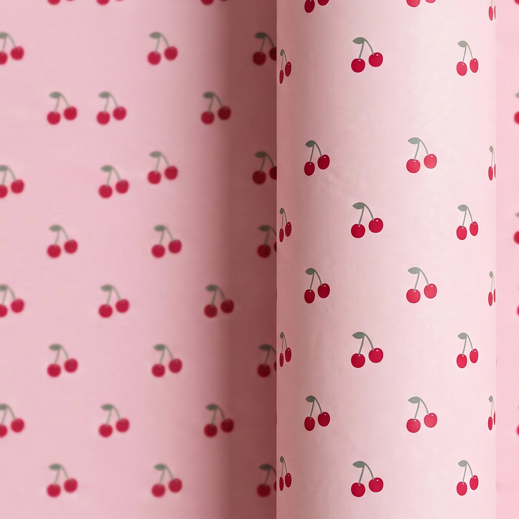 Papel de Regalo 70 cm x 2 m Rosa con Cerezas