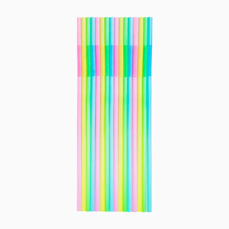 Extra Long Reusable PP Plastic Straw 26 cm Multicolor (25 units)