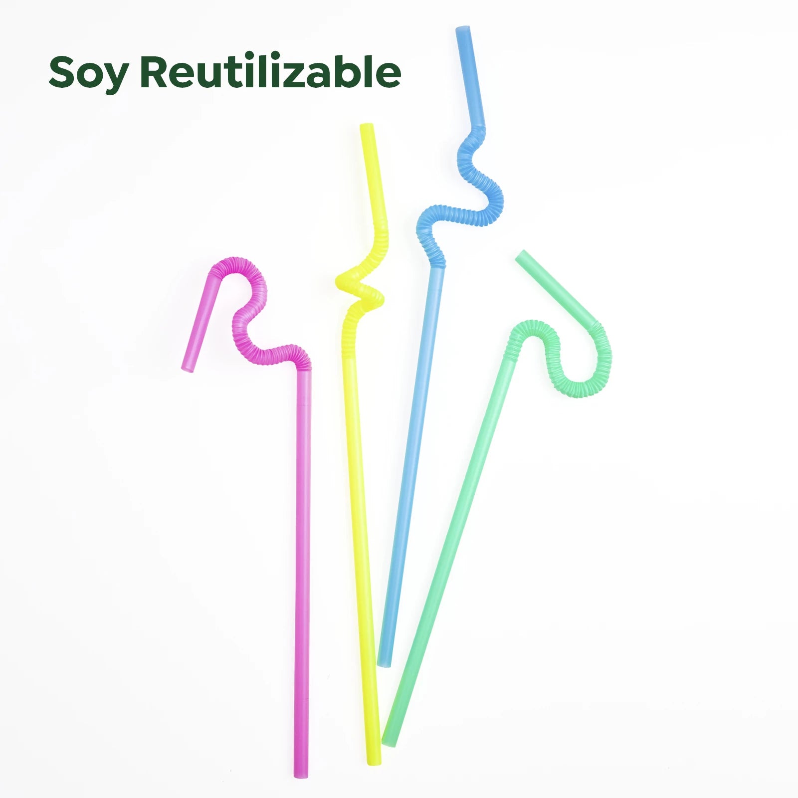 Extra Long Reusable PP Plastic Straw 26 cm Multicolor (25 units)