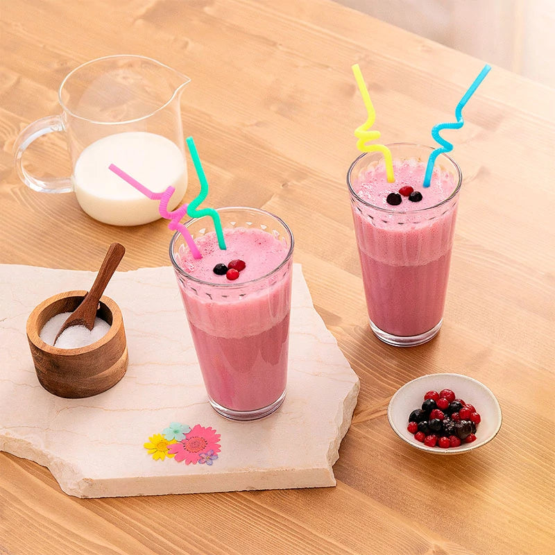 Extra Long Reusable PP Plastic Straw 26 cm Multicolor (25 units)
