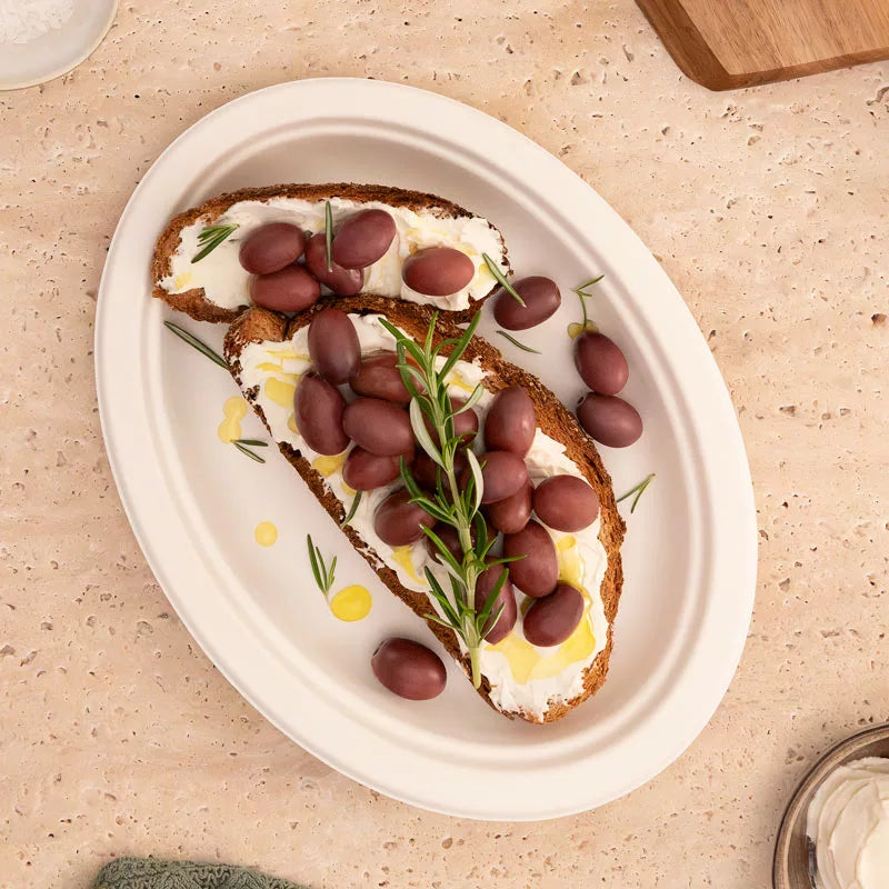 Bandeja  Caña de Azúcar Llano Ovalado 26 x 19 cm Blanco