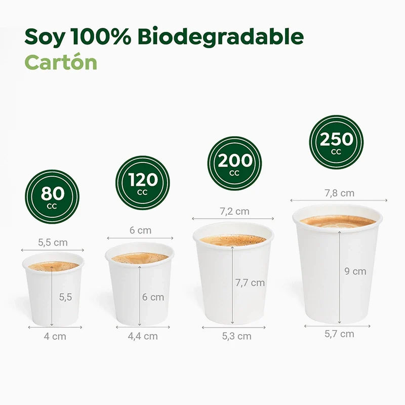 Vaso Cartón + PE 80 cc Blanco Take Away (35 uds)
