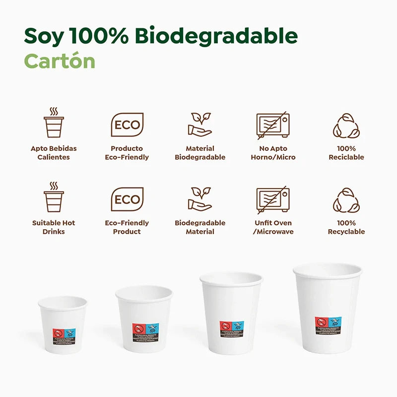 Vaso Cartón + PE 80 cc Blanco Take Away (35 uds)