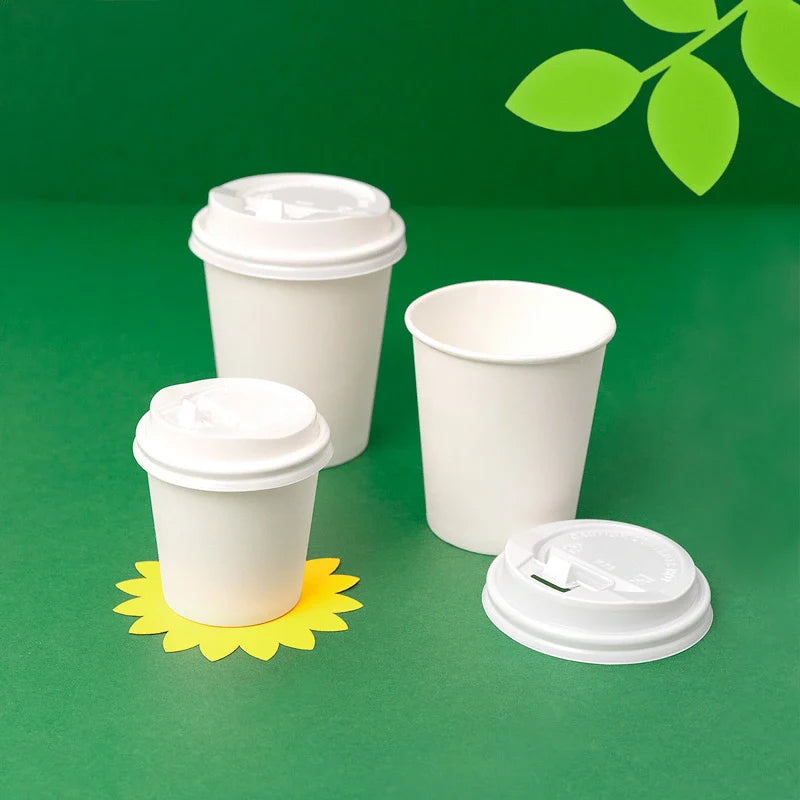 Vaso Cartón + PE Tapa Drink 200 cc Blanco Take Away (50 uds)