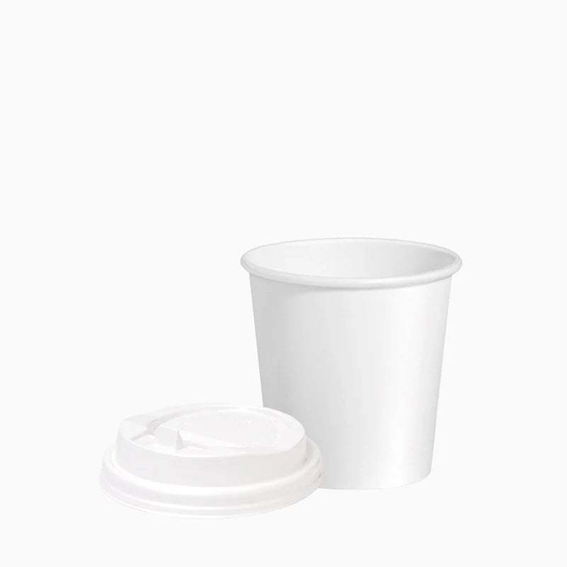 Vaso Cartón + PE Tapa Drink 120 cc Blanco Take Away (50 uds)