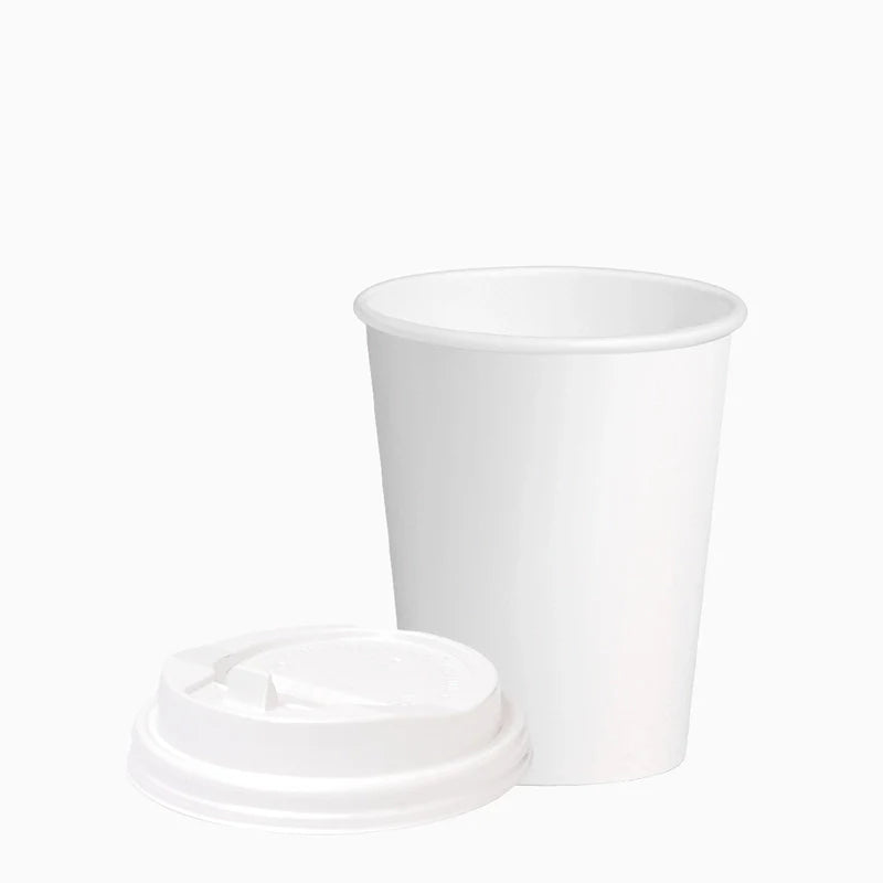 Vaso Cartón + PE Tapa Drink 200 cc Blanco Take Away (50 uds)