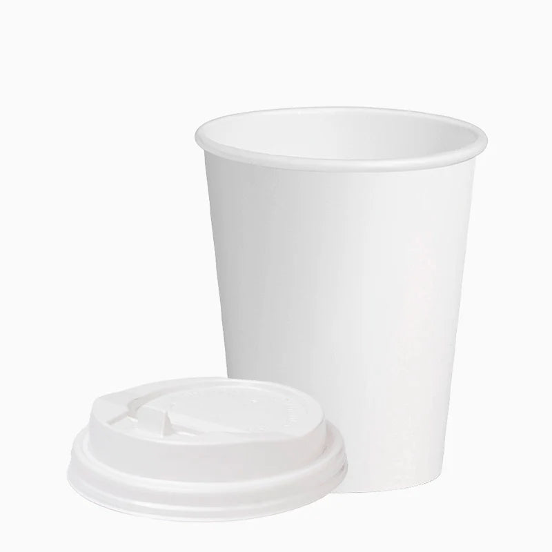 Vaso Cartón + PE Tapa Drink 250 cc Blanco Take Away (50 uds)