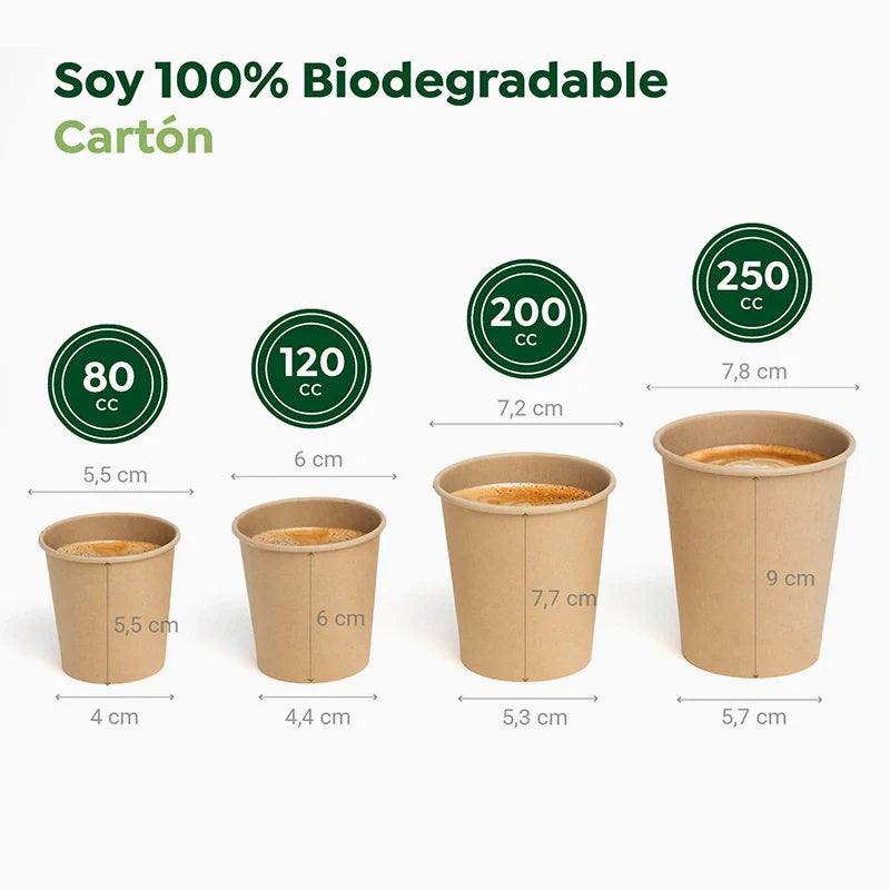Vaso Cartón + PE 80 cc Kraft Take Away (35 uds)