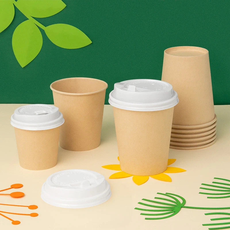 Vaso Cartón + PE Tapa Drink 200 cc kraft Take Away (50 uds)