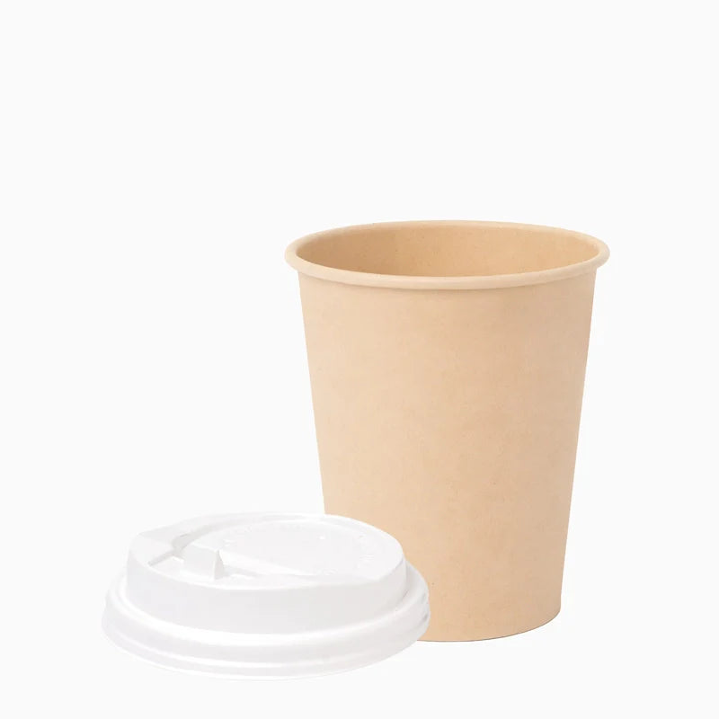 Vaso Cartón + PE Tapa Drink 200 cc kraft Take Away (50 uds)