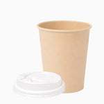 Vaso Cartón + PE Tapa Drink 250 cc kraft Take Away (50 uds)