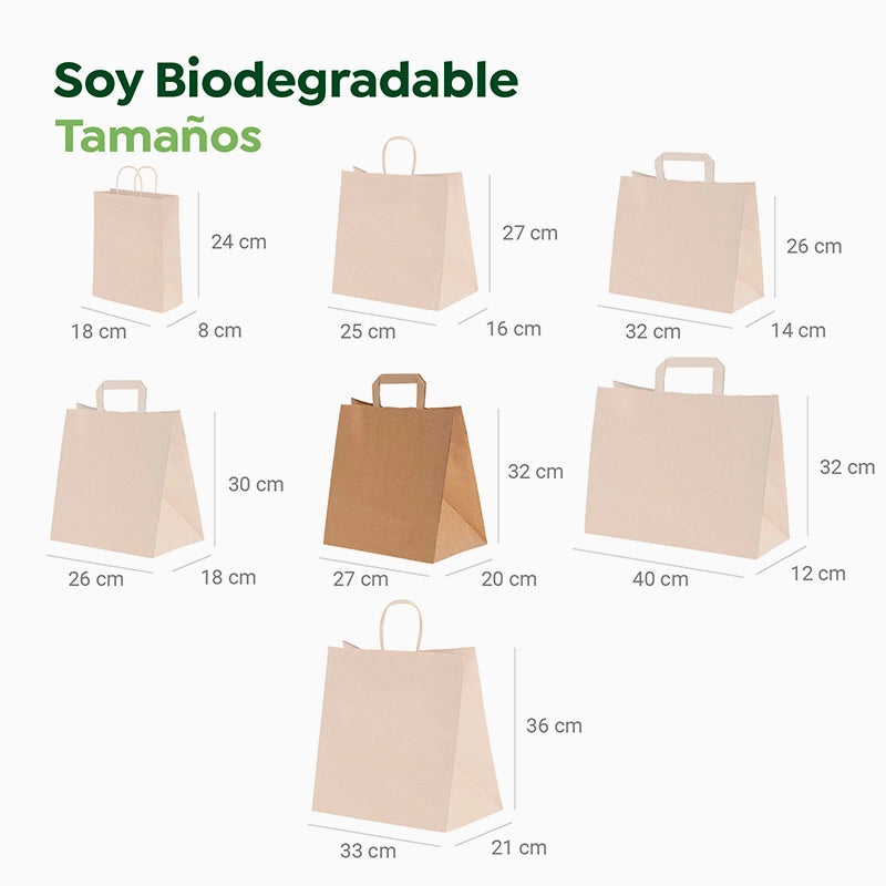 Kraftpapierbeutel 27 x 20 x 32 cm flacher Griff