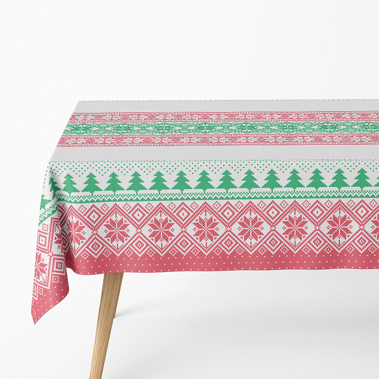Christmas tablecloth decorated 1.20 x 4 m red