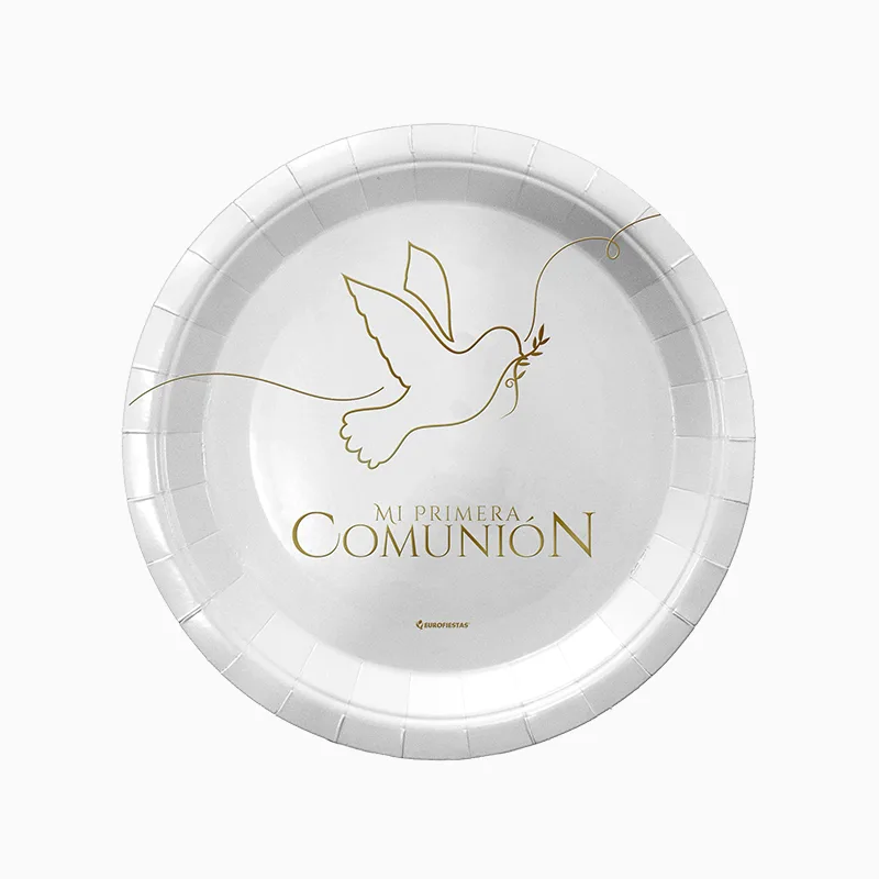 Plato Cartón Llano Ø 23 cm Mi Primera Comunión