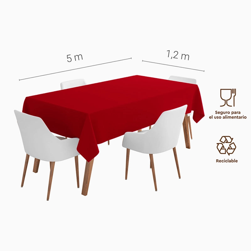 Rollo Mantel Papel 1.20 x 5 m Rojo Velvet