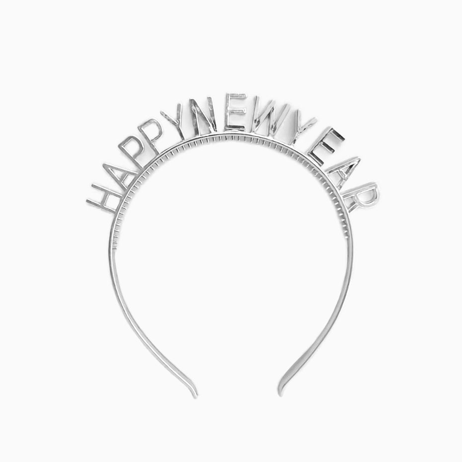Birthday headband "Happy New Year" Silver