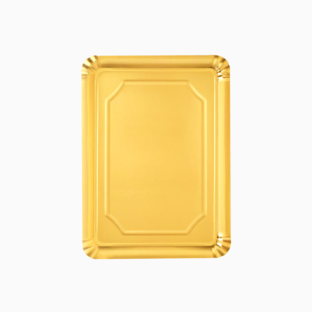 Bandeja Cartón Rectangular Pequeña  22 x 28 cm Oro