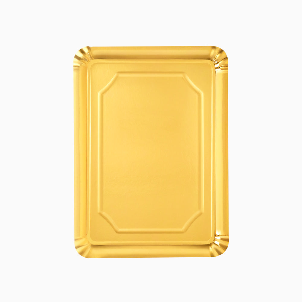 Bandeja Cartón Rectangular Mediana Metalizada 25 x 34 cm Oro