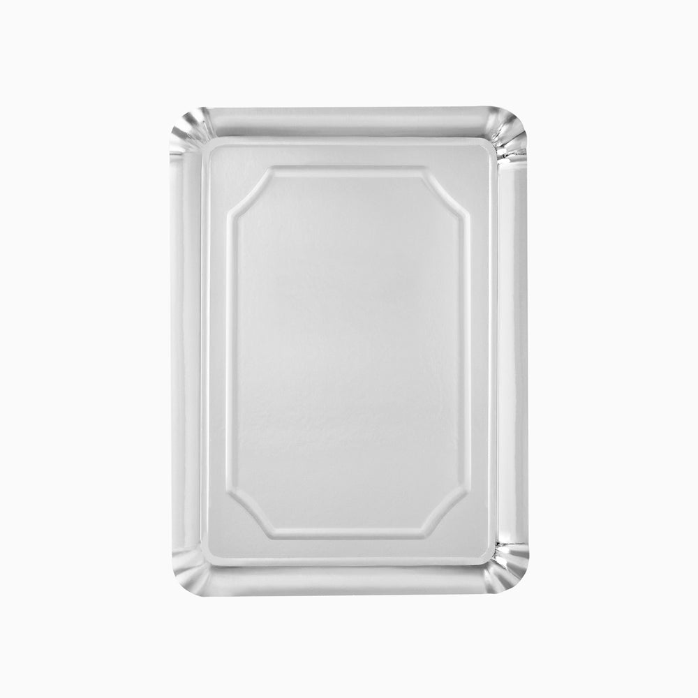 Metalized median rectangular cardboard 25 x 34 cm silver